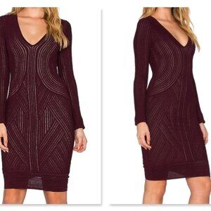 Ronny Kobo Jewel Stretch Bodycon Dress Dark Wine Large